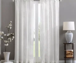 Clarissa Diamond White Sheer Rod Pocket Curtain Panel, (84")