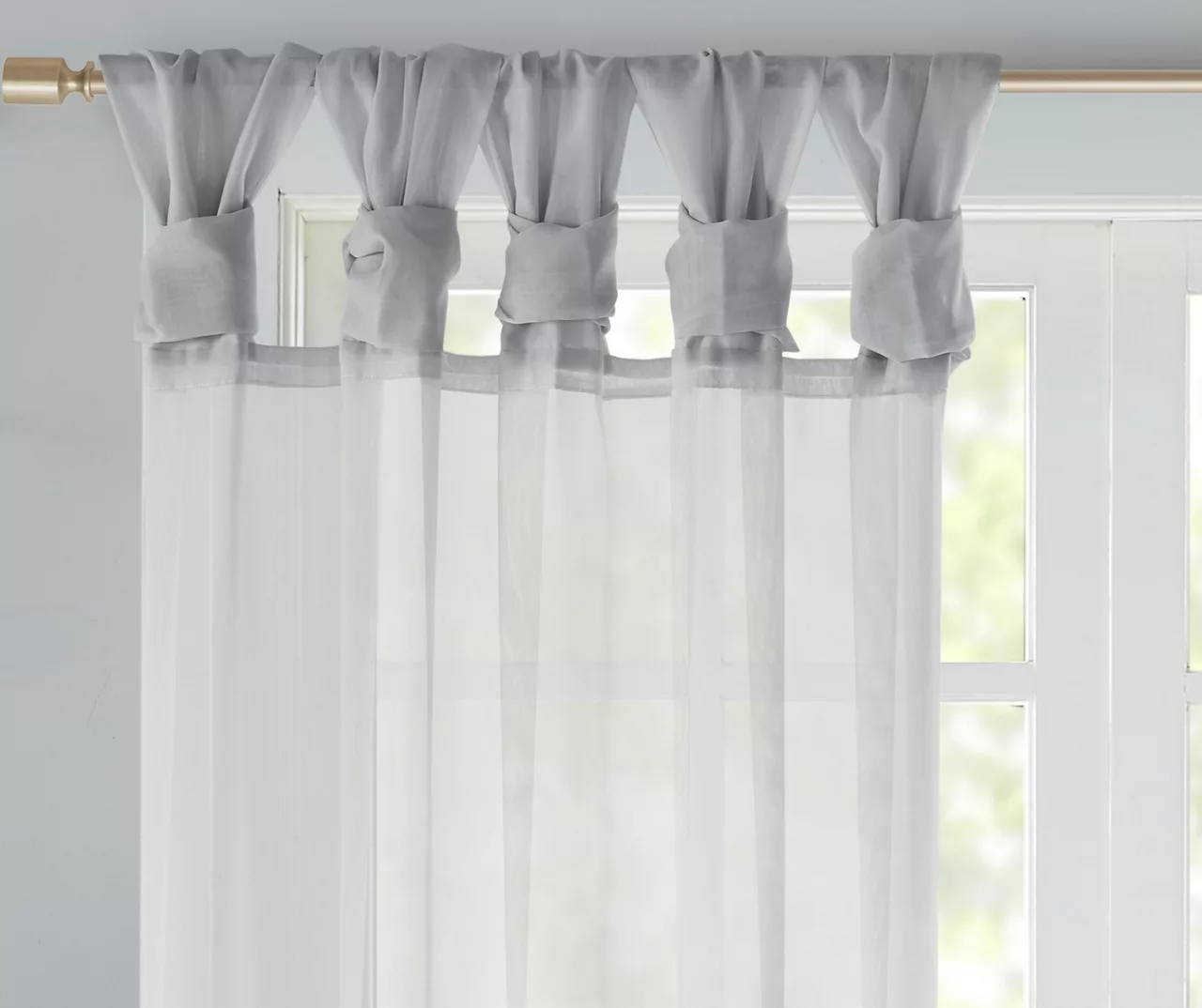 Persis Light Gray Voile Sheer Twisted Tab Curtain Panel Pair, (84") 5 Persis Light Gray Voile Sheer Twisted Tab Curtain Panel Pair, (84") - Image 3