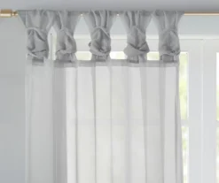 Persis Light Gray Voile Sheer Twisted Tab Curtain Panel Pair, (63") -Cheap Home Store 810518134 810518135 810518136 3 1