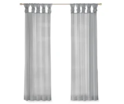 Persis Light Gray Voile Sheer Twisted Tab Curtain Panel Pair, (63") -Cheap Home Store 810518134 810518135 810518136 4 1