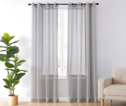 Curtain Fresh Light Gray Sheer Grommet Curtain Panel, (108")
