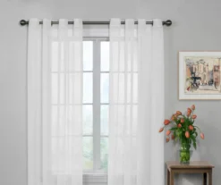 Curtain Fresh White Sheer Grommet Curtain Panel, (95")