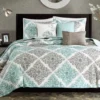 Arbor Aqua Reversible Coverlet Set -Cheap Home Store 810523161 810523162