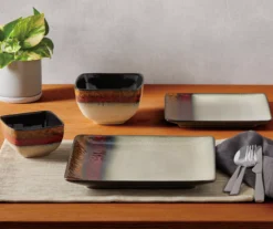 Red, Gold & Cream Square 16-Piece Stoneware Dinnerware Set -Cheap Home Store 810523826 1