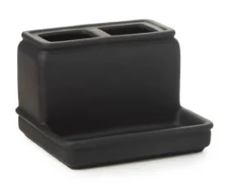 Matte Black Rubberized Toothbrush Holder