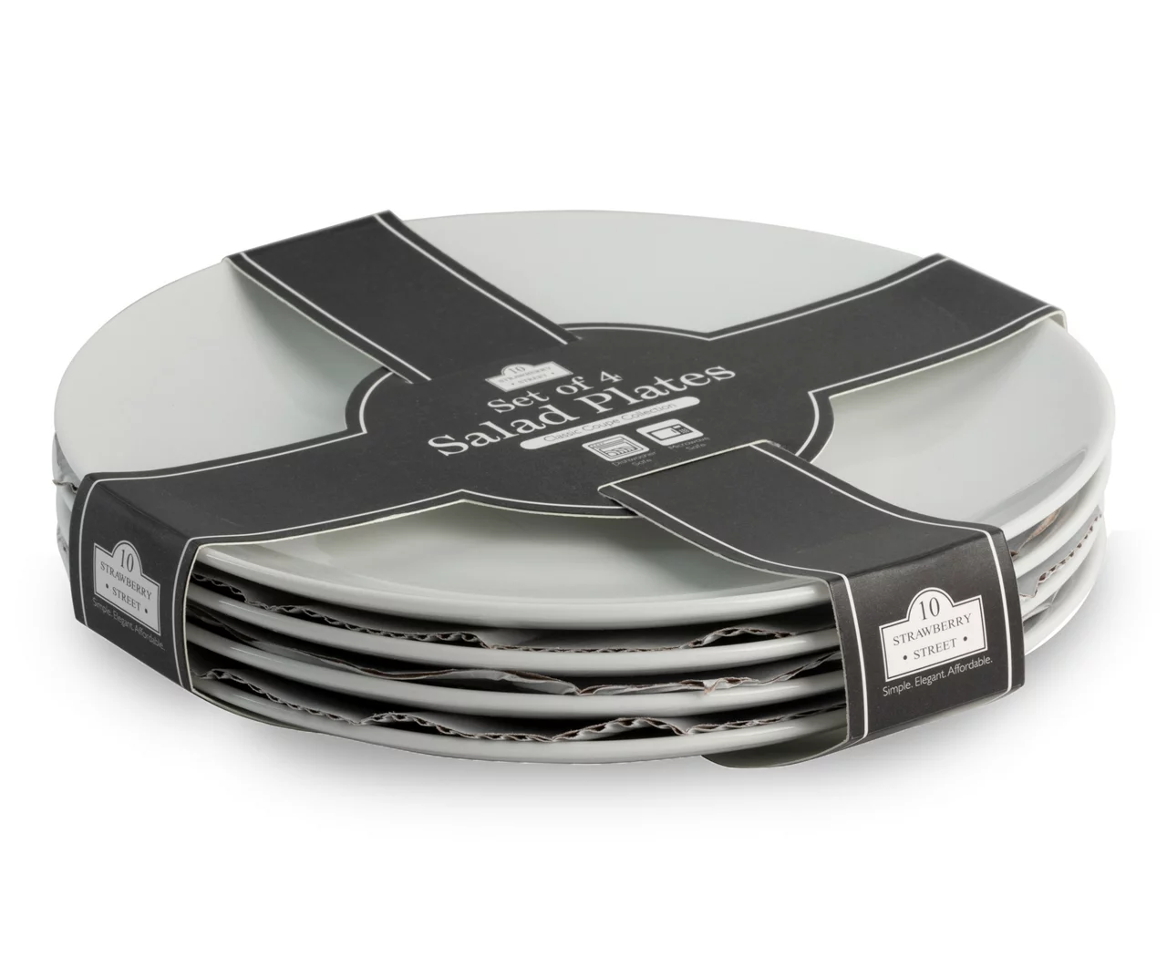 Bliss 4-Piece White Ceramic Coupe Salad Plate Set 3 Bliss 4-Piece White Ceramic Coupe Salad Plate Set