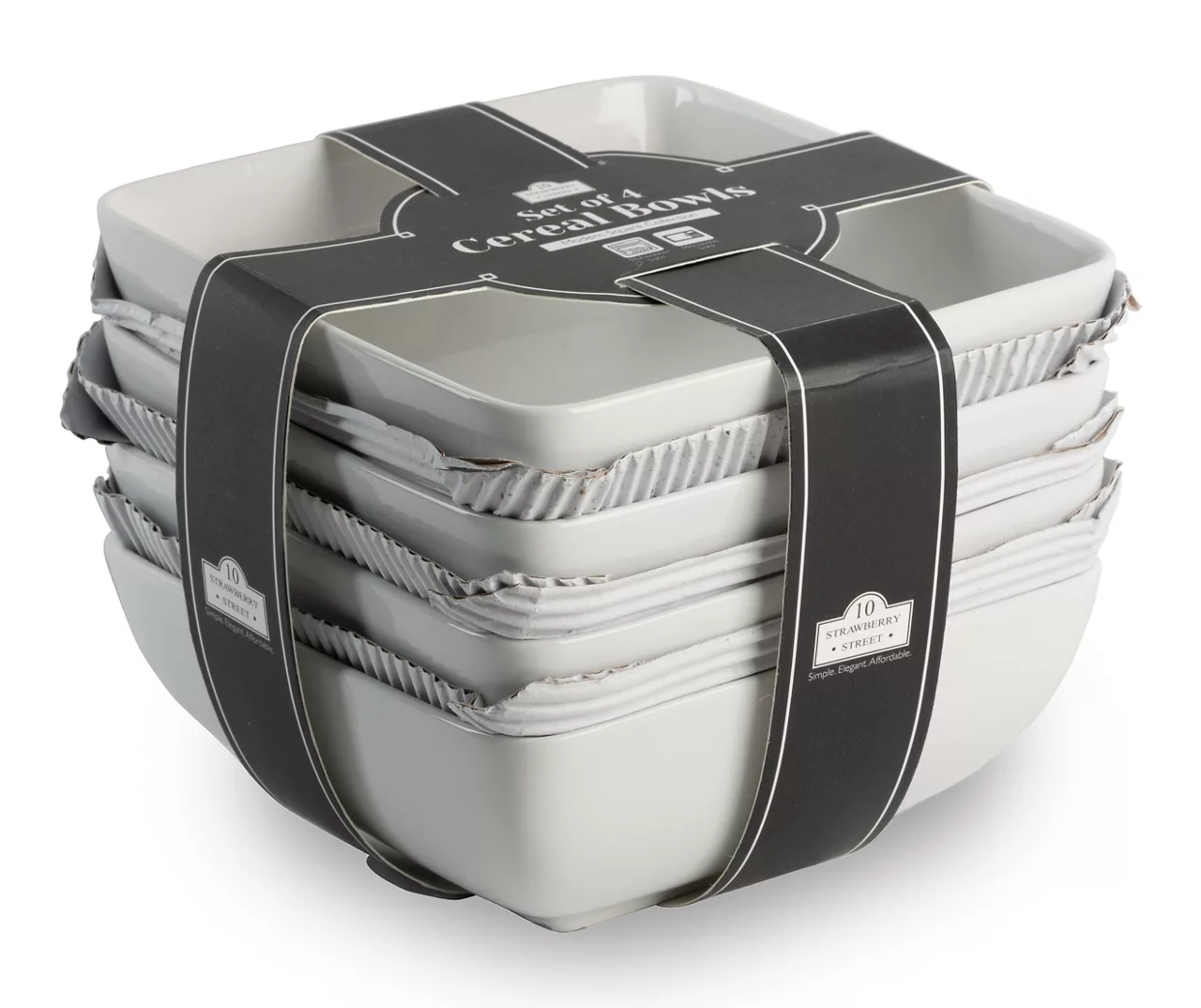 Bliss 4-Piece White Ceramic Square Cereal Bowl Set 3 Bliss 4-Piece White Ceramic Square Cereal Bowl Set