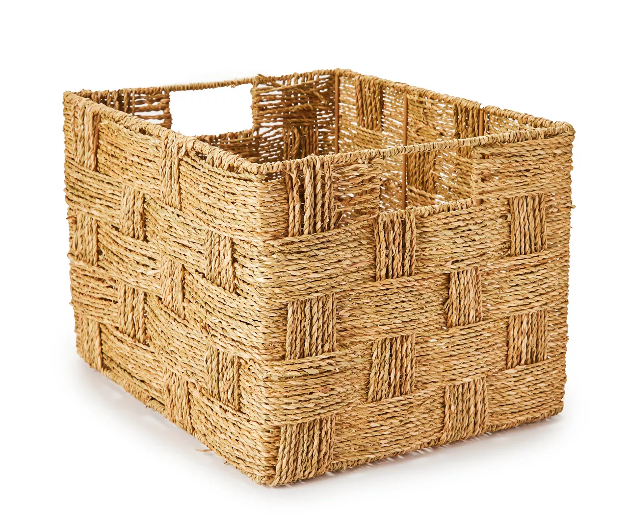 Natural Brown Seagrass Woven Storage Bin, (14.5") 3 Natural Brown Seagrass Woven Storage Bin, (14.5")