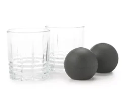 On The Rocks 4-Piece Tumbler Glass & Ice Mold Set