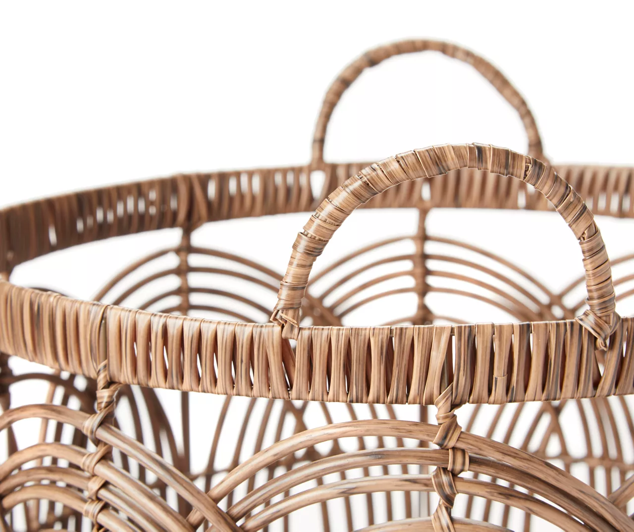 Brown Woven Round Paper & Resin Basket 4 Brown Woven Round Paper & Resin Basket - Image 2