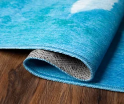 My Magic Carpet Watercolor Aqua Blue Washable Area Rug -Cheap Home Store 810537691 4
