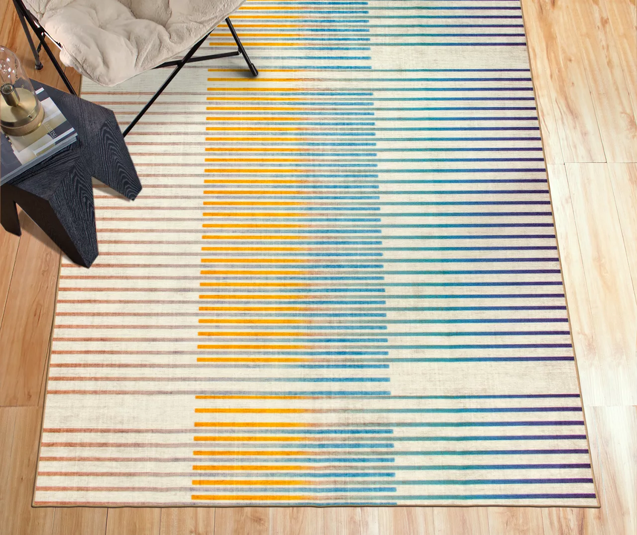 My Magic Carpet Flux Stripe Washable Area Rug, (5' X 7') 4 My Magic Carpet Flux Stripe Washable Area Rug, (5' X 7') - Image 2