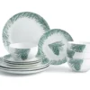 Blue & Ivory Pine Cone 12-Piece Dinnerware Set -Cheap Home Store 810538132 1
