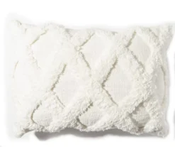 Ivory Tufted Diamond Lattice Throw Pillow