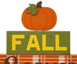 "Fall, Leaves, Pumpkin" Pumpkin & Letter Block LED Tabletop Decor -Cheap Home Store 810547823 4