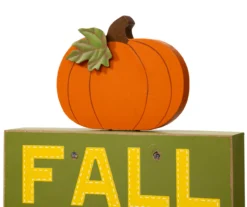 "Fall, Leaves, Pumpkin" Pumpkin & Letter Block LED Tabletop Decor -Cheap Home Store 810547823 5