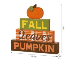 "Fall, Leaves, Pumpkin" Pumpkin & Letter Block LED Tabletop Decor -Cheap Home Store 810547823 7