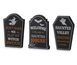 Halloween Sentiments 3-Piece Tombstone Tabletop Decor Set