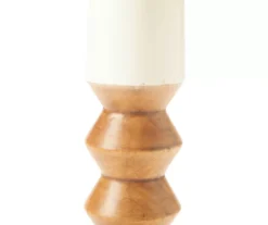 Brown & Beige 2-Tone Ripple-Pillar Candle Holder, (14") -Cheap Home Store 810548563 810548564 2