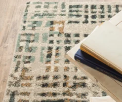 Caron Beige & Blue Weave Pattern Area Rug -Cheap Home Store 810551344 3