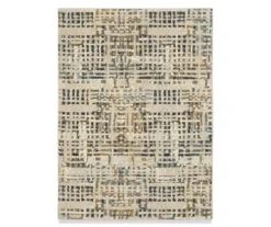 Caron Beige & Blue Weave Pattern Area Rug -Cheap Home Store 810551348