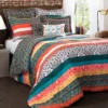 Turquoise, Mustard & Red Boho Floral Color Block Full/Queen 7-Piece Comforter Set -Cheap Home Store 810552901