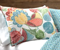 Layla Orange & Teal Floral Full/Queen 3-Piece Quilt Set 9 Layla Orange & Teal Floral Full/Queen 3-Piece Quilt Set -Cheap Home Store 810552947 2