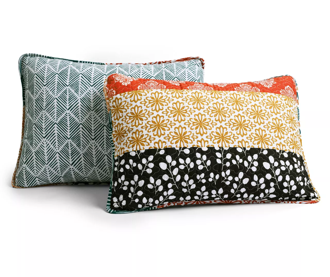 Turquoise & Orange Bohemian Pattern Stripe Full/Queen 3-Piece Quilt Set 6 Turquoise & Orange Bohemian Pattern Stripe Full/Queen 3-Piece Quilt Set - Image 4