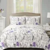 Adalia White & Purple Floral Full/Queen 3-Piece Quilt Set 1 Adalia White & Purple Floral Full/Queen 3-Piece Quilt Set -Cheap Home Store 810553041