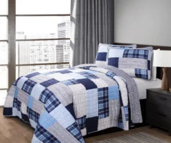 Greenville Navy & Blue Plaid Patchwork Full/Queen 3-Piece Quilt Set 10 Greenville Navy & Blue Plaid Patchwork Full/Queen 3-Piece Quilt Set -Cheap Home Store 810553070 2