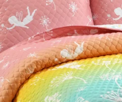 Pastel Rainbow Dandelion Fairy Ombre Reversible Full/Queen 3-Piece Quilt Set -Cheap Home Store 810553253 4