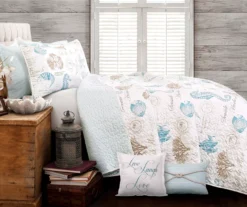 Harbor Life Taupe & Blue Reversible Full/Queen 7-Piece Quilt Set