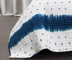 Jane White & Navy Shibori Tie-Dye Reversible King 3-Piece Quilt Set -Cheap Home Store 810553402 4