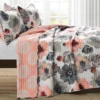 Leah Coral & Gray Floral Reversible King 3-Piece Quilt Set 2 Leah Coral & Gray Floral Reversible King 3-Piece Quilt Set -Cheap Home Store 810553412 1