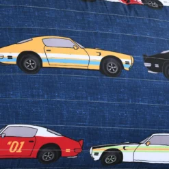 Navy Multicolor Race Cars Quilted Sherpa Throw, (50" X 60") -Cheap Home Store 810553484 2