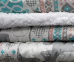 Turquoise & Pink Elephant Stripe Quilted Sherpa Throw, (50" X 60") 13 Turquoise & Pink Elephant Stripe Quilted Sherpa Throw, (50" X 60") -Cheap Home Store 810553499 3