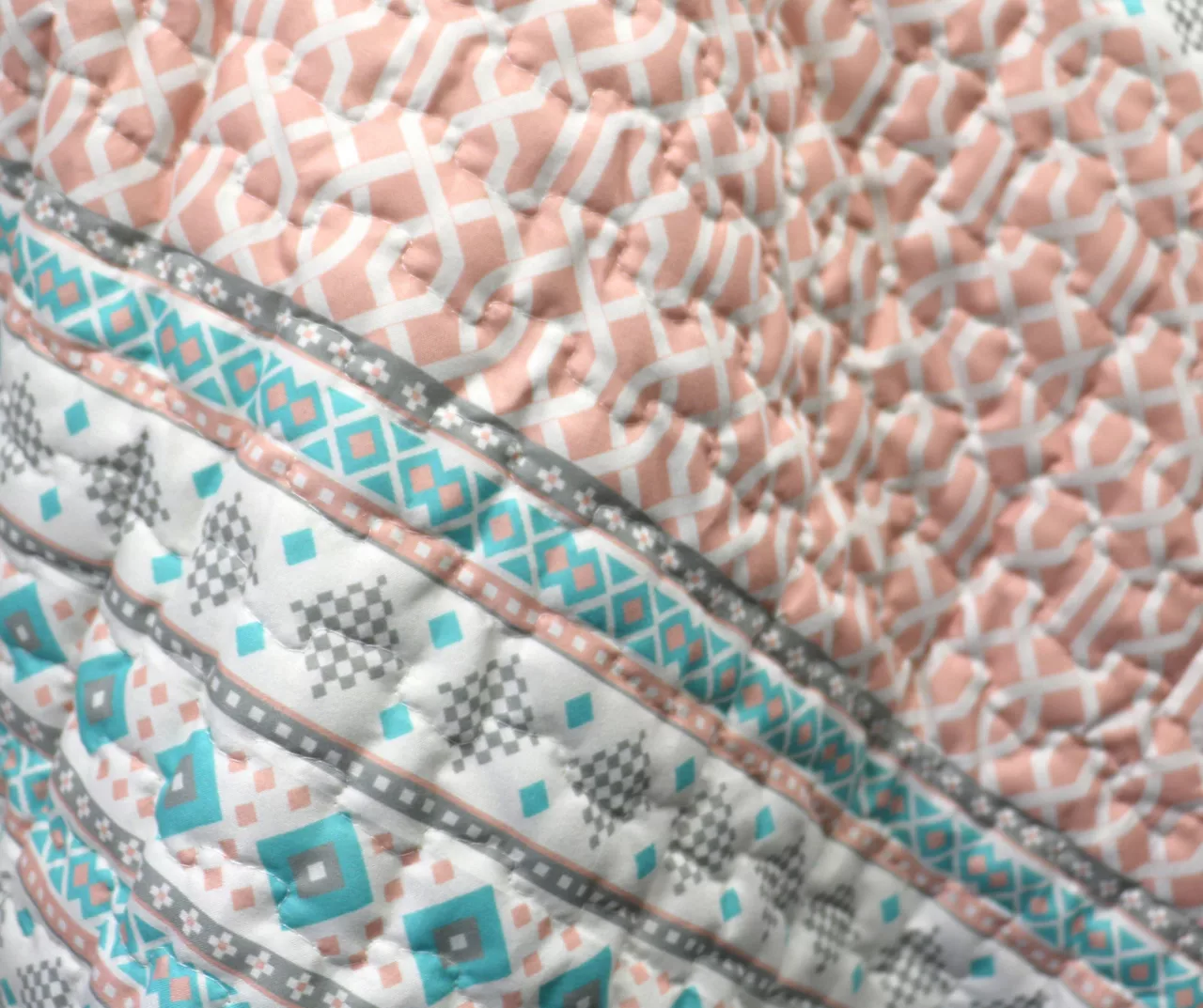 Turquoise & Pink Elephant Stripe Quilted Sherpa Throw, (50" X 60") 10 Turquoise & Pink Elephant Stripe Quilted Sherpa Throw, (50" X 60") - Image 8