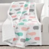 White & Coral Whale Print Quilted Sherpa Throw, (50" X 60") -Cheap Home Store 810553518