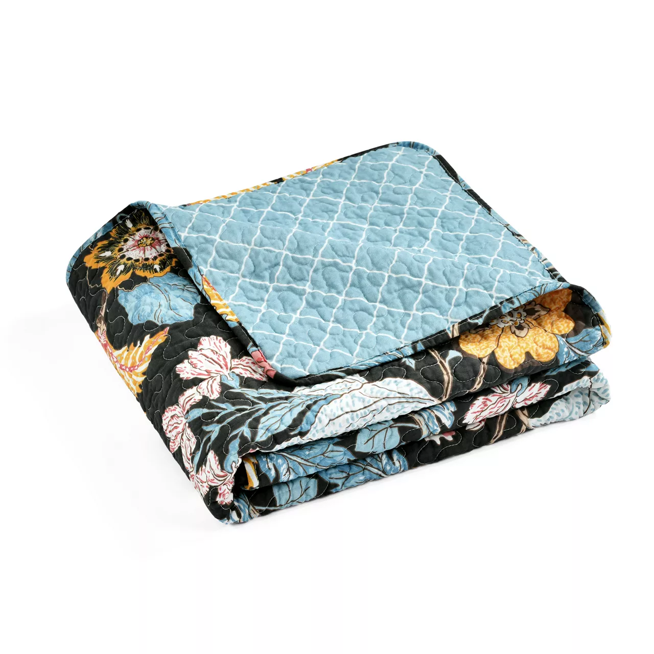 Black & Yellow Floral Sydney Quilted Throw, (50" X 60") 7 Black & Yellow Floral Sydney Quilted Throw, (50" X 60") - Image 5