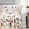 Pastel & Pink Flutter Butterfly Ruffle-Trim Quilted Throw, (50" X 60") -Cheap Home Store 810553535