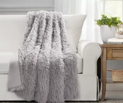Emma Light Gray Faux Fur Throw, (50" X 60")