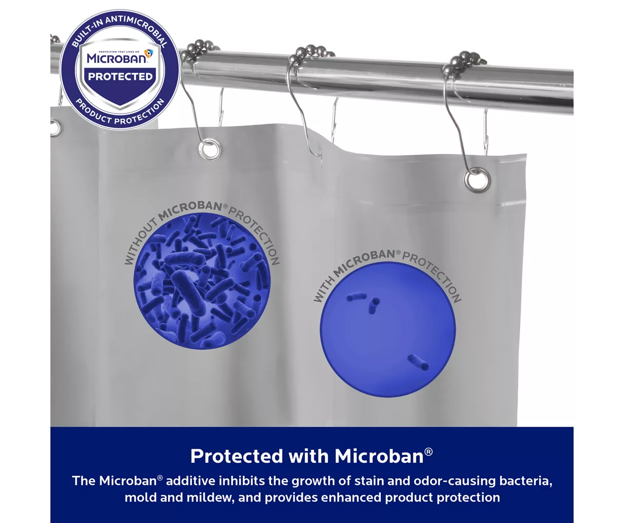 Gray Medium-Weight Microban PEVA Shower Liner 6 Gray Medium-Weight Microban PEVA Shower Liner - Image 4