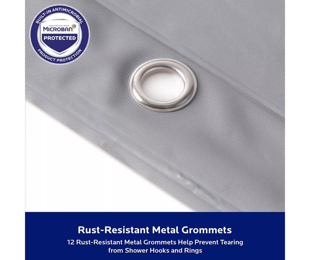 Gray Medium-Weight Microban PEVA Shower Liner 8 Gray Medium-Weight Microban PEVA Shower Liner - Image 6