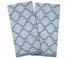 Cuisinart Corsair Blue Striped Diamond Lattice Kitchen Towel, 2-Pack