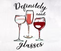 "Definitely Need Glasses" White & Red Wineglass Kitchen Towel, 2-Pack -Cheap Home Store 810558292 3