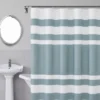 Slate Blue & White Color Block Waffle-Knit Fabric Shower Curtain -Cheap Home Store 810559975 A0