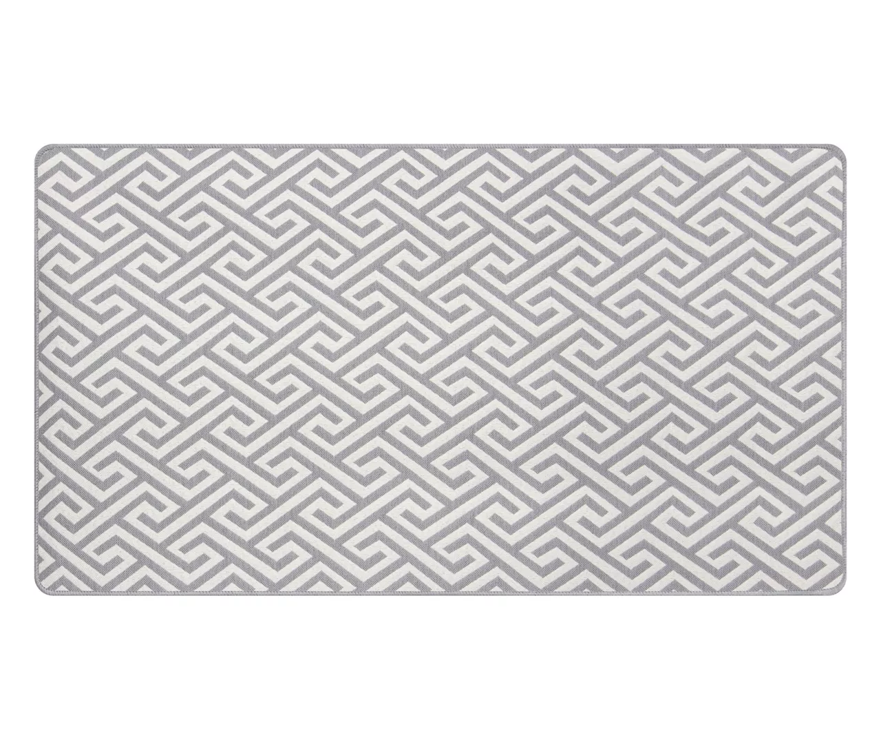 Gray & White Greek Key Jacquard Kitchen Mat 4 Gray & White Greek Key Jacquard Kitchen Mat - Image 2
