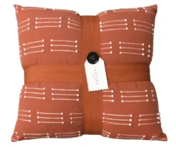 Azalia Dark Coral Triple Line Pattern Throw Pillow