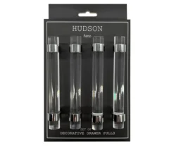 Hudson Home Clear Acrylic Drawer Pull Bars, 4-Pack