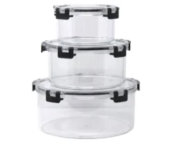 Black 3-Piece Round Airtight Container Set